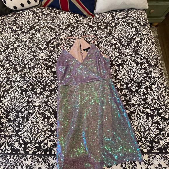 Lulus Hilario Iridescent Sequin Bodycon Mini Dress Size Small - Picture 8 of 11